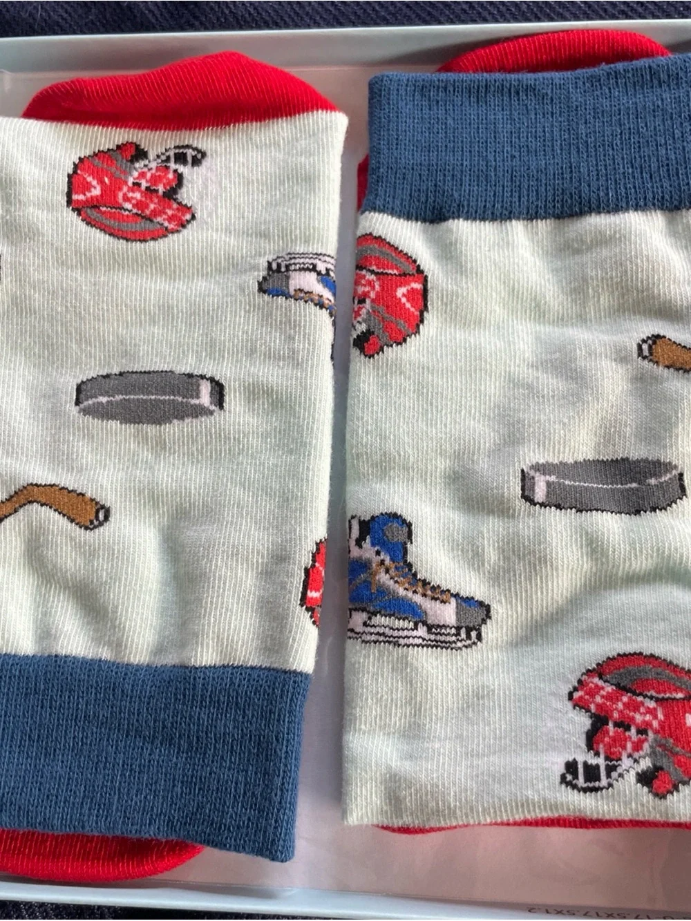 Kids Red & White Hockey Graphic Crew Socks